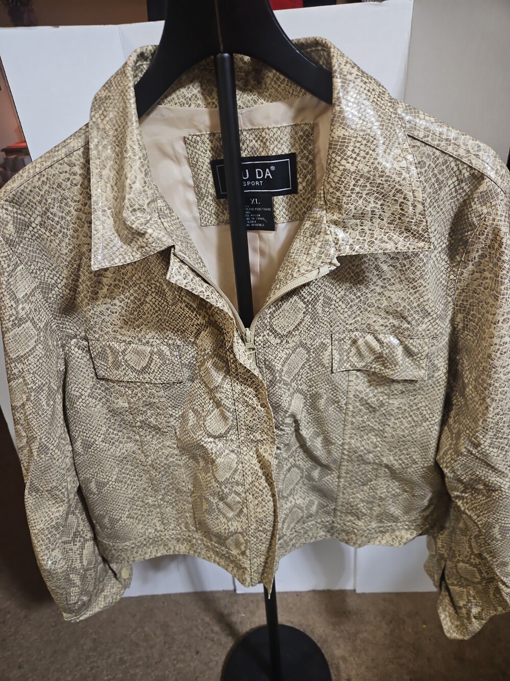Fu Da Womens Faux Snakeskin Jacket XL